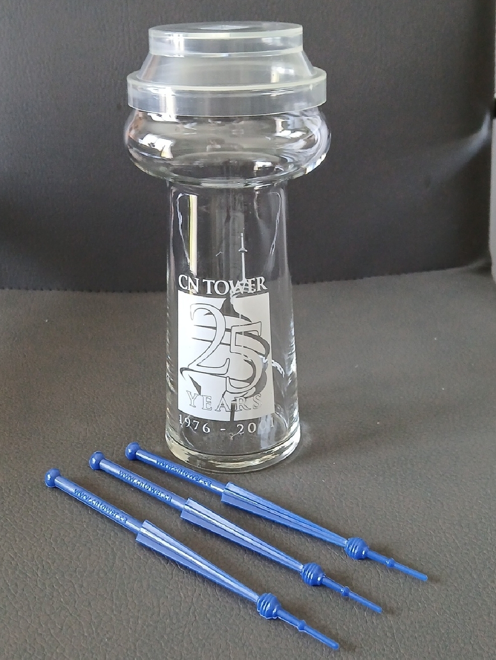 💙25 Years CN Towet Commemorative Glass & Swizzles Stir Sticks